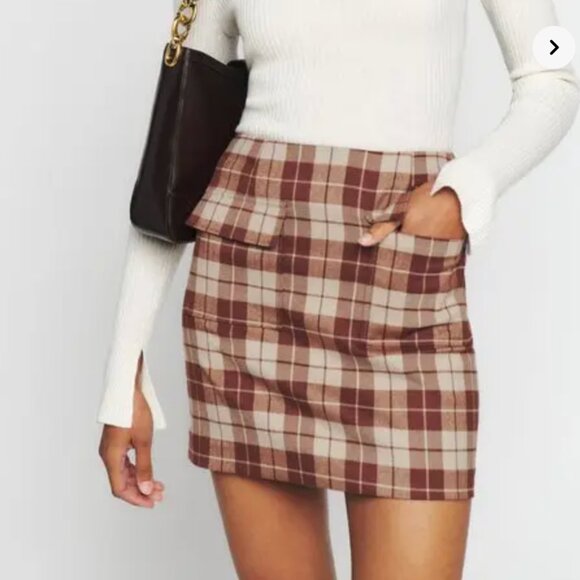 Reformation Janis Plaid Skirt - Picture 1 of 3